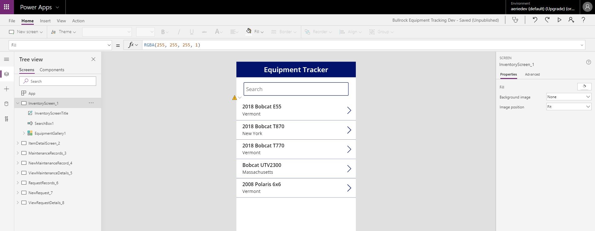 Create a Microsoft Power App to track inventory or equipment